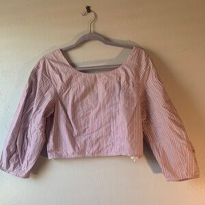 LOFT Striped Blouse in Pink and White